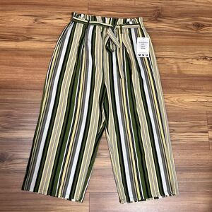 Full Circle Trends Striped Wide Leg Pants 1X High Waist Tie Front NWT